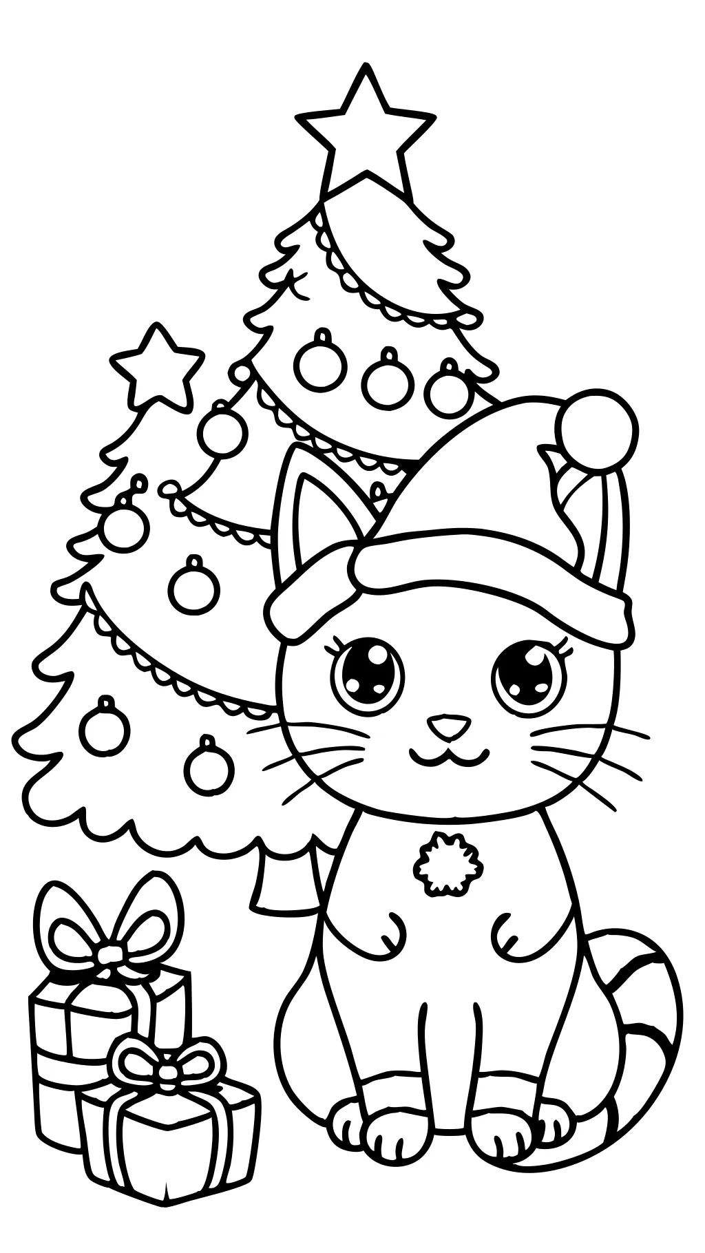 coloriage de chat de Noël